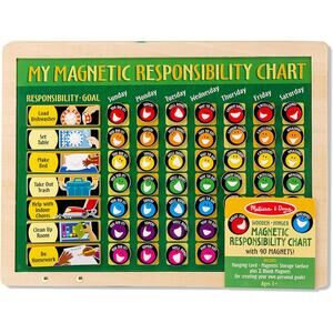 NEW Melissa & Doug Deluxe Wooden Magnetic Responsibility Chart 90 Magnets NWT